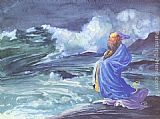 Storm Canvas Paintings - A Rishi calling up a Storm, Japanese folklore